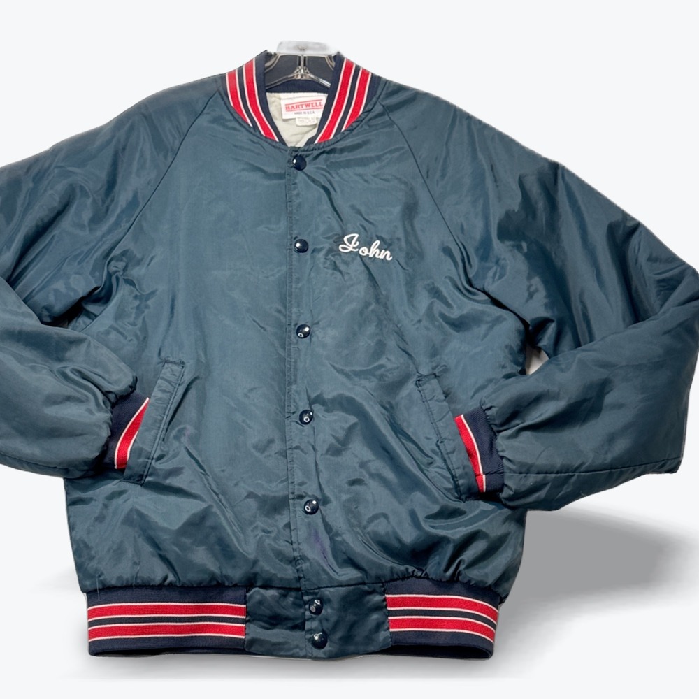 Vintage 1990 Hartwell Varsity Jacket Baseball Blue Rockville Centre Small